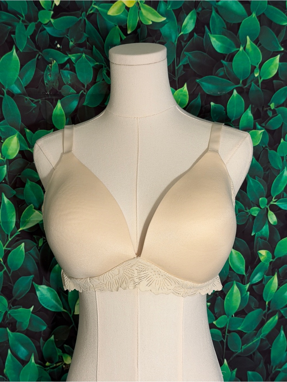 Aerie Sunnie Wireless Lace-Trim Bra in Cream (38D)